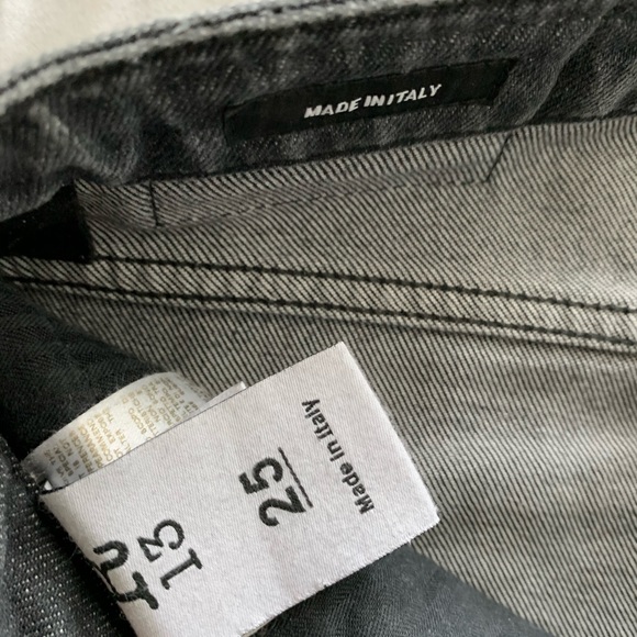 R13 distressed grey/black straight leg jeans - Picture 2 of 6